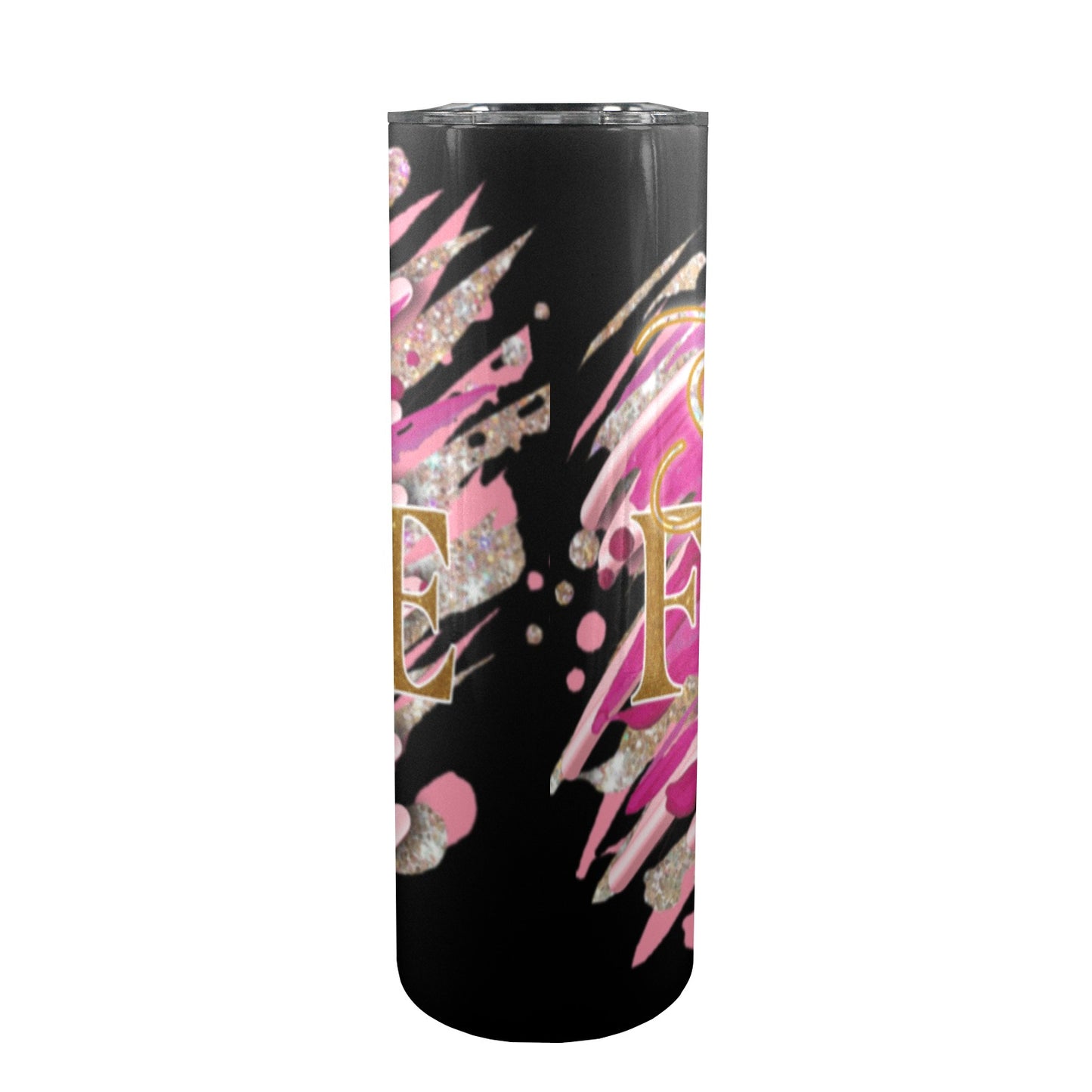 Black She is Fierce 20oz Tall Skinny Tumbler with Lid and Straw