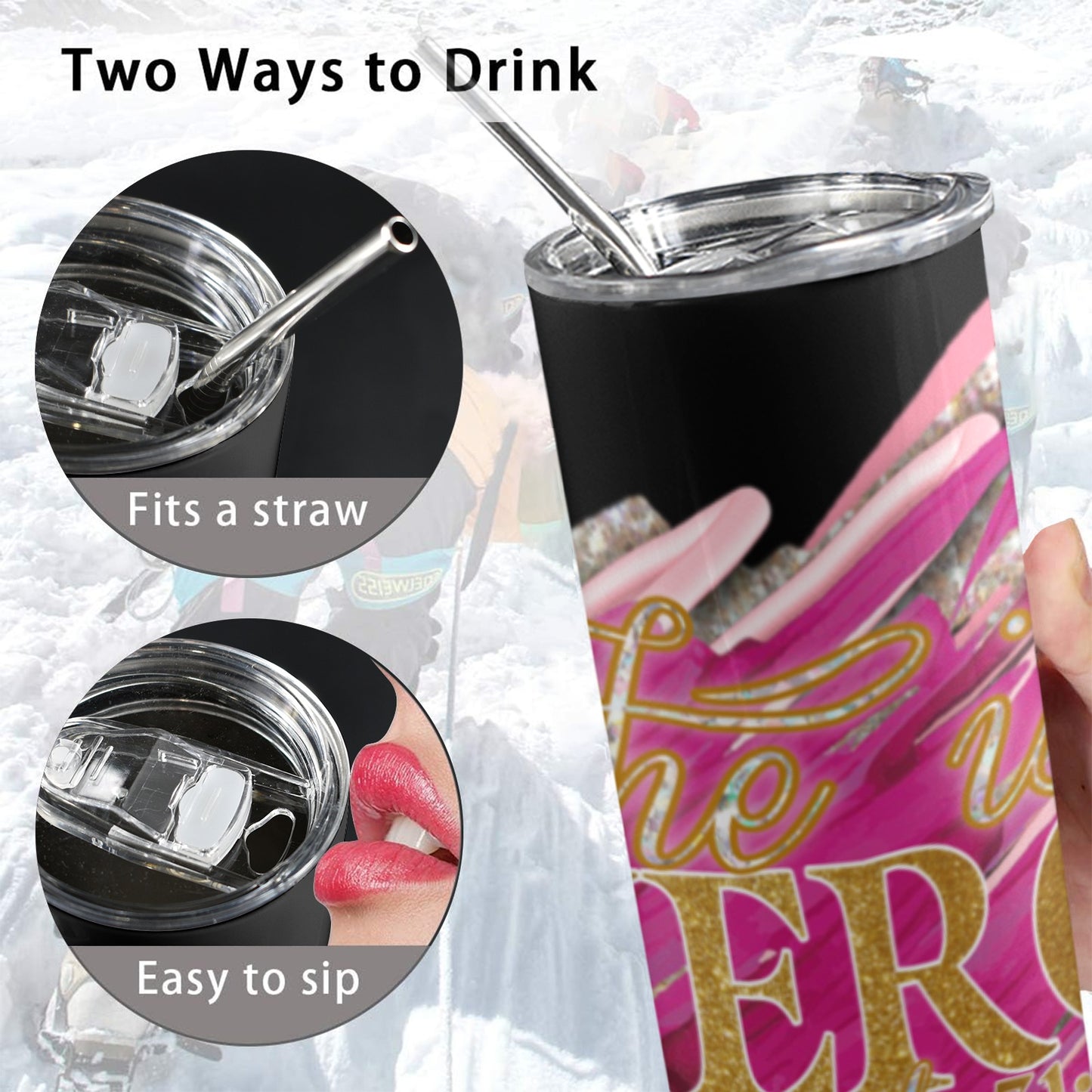 Black She is Fierce 20oz Tall Skinny Tumbler with Lid and Straw